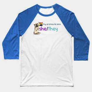 My Pronouns with Chocolate (She/They) Baseball T-Shirt